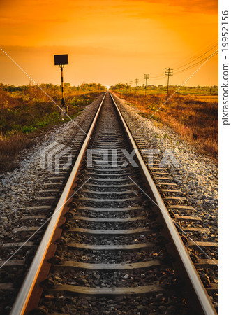 Railway Track in a Rural Scene at Sunrise Time. 19952156