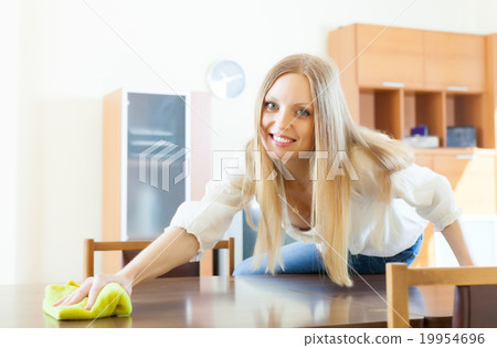 pretty girl dusting at home pretty girl dusting at home 19954696