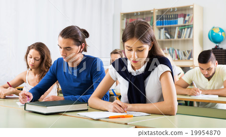 Young students studying in the classroom Young students studying in the classroom 19954870