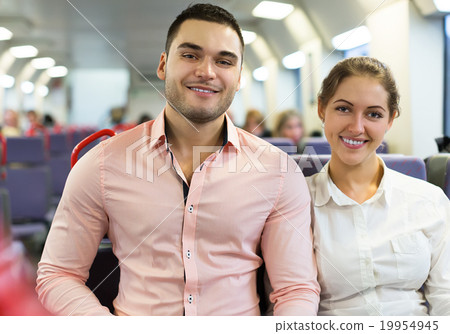 Man and woman travel in train Man and woman travel in train 19954945