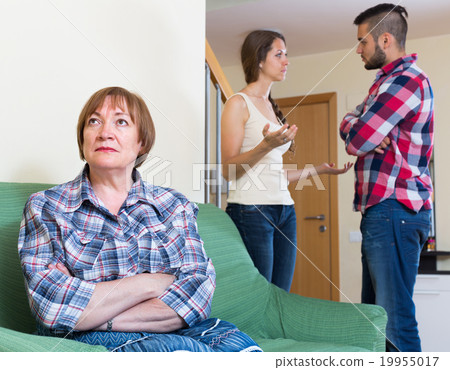 Home conflict at young family with mother Home conflict at young family with mother 19955017