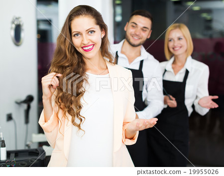 Smiling girl in the hair salon Smiling girl in the hair salon 19955026