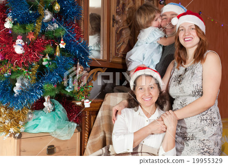 Portrait of large happy three generations family Portrait of large happy three generations family 19955329
