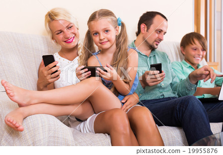 Family working with smartphones 19955876