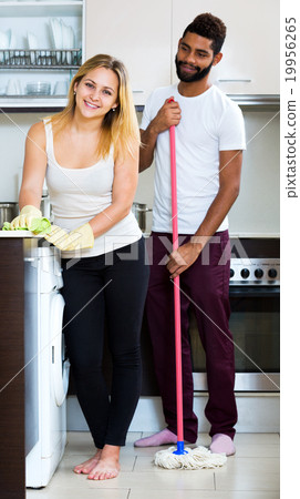 Husband and wife do joint cleaning 19956265