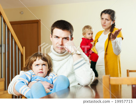 Couple in quarrel at home 19957715