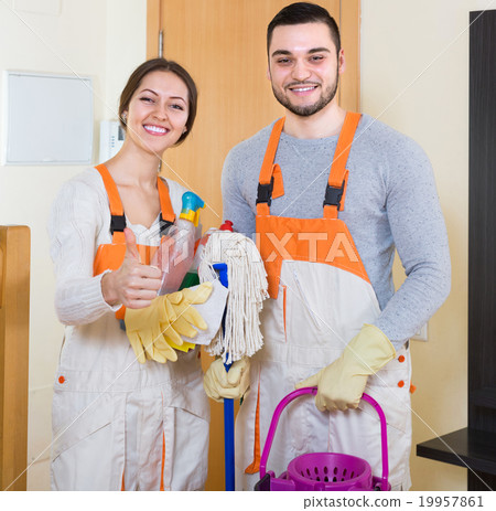 Professional cleaners at work Professional cleaners at work 19957861
