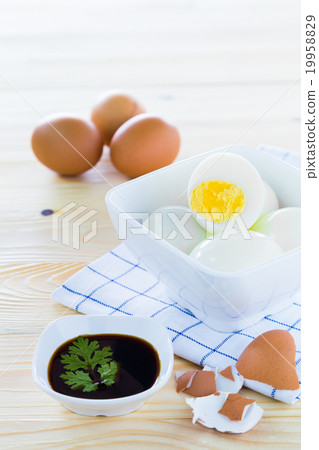 Boiled egg in cup 19958829