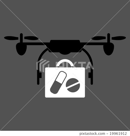 Stock Illustration: Medical Drone Shipment Flat Icon