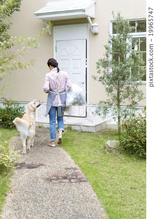 Japanese girls with dust bags and dogs 19965747