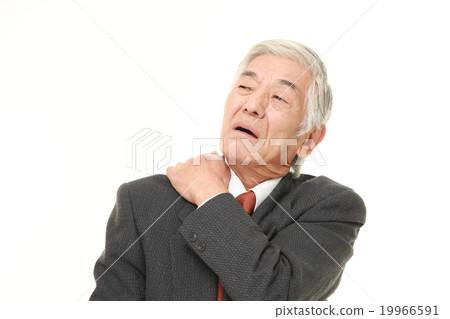 Senior businessman with stiff shoulders Senior businessman with stiff shoulders 19966591