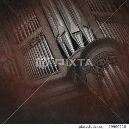 Creepy image of an old pipe organ 19966626