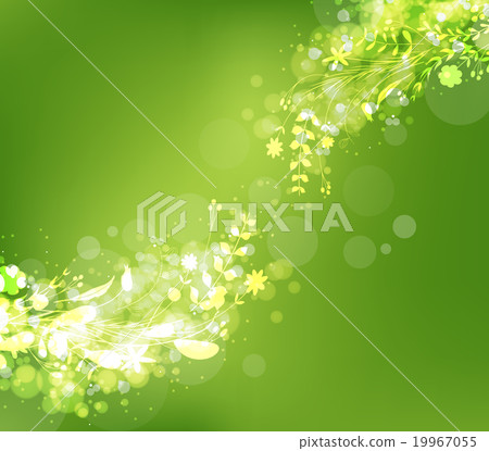 spring abstract with fresh green leaves - Stock Illustration [19967055 ...