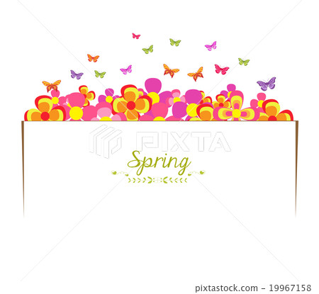 spring with flower and butterfly banner - Stock Illustration [19967158 ...
