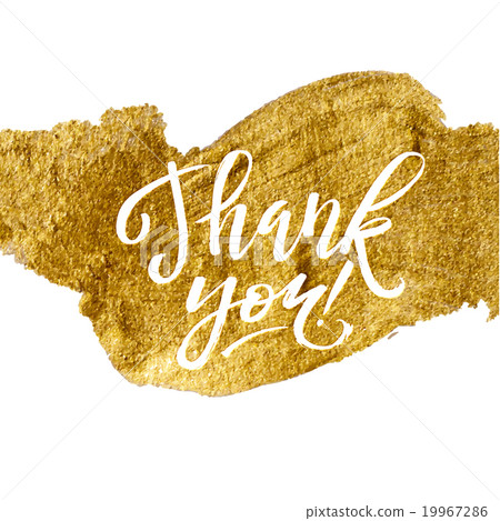 Shine Gold Foil Thank You Card. Calligraphy Shine Gold Foil Thank You Card. Calligraphy 19967286