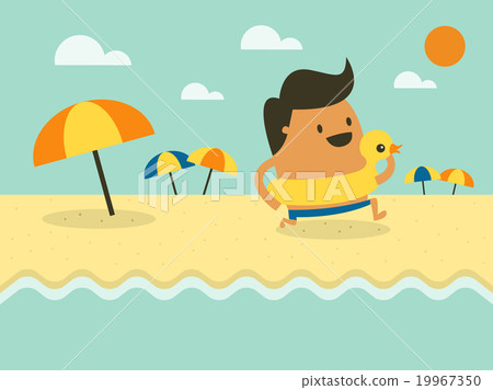 Young happy man running on the beach Young happy man running on the beach 19967350