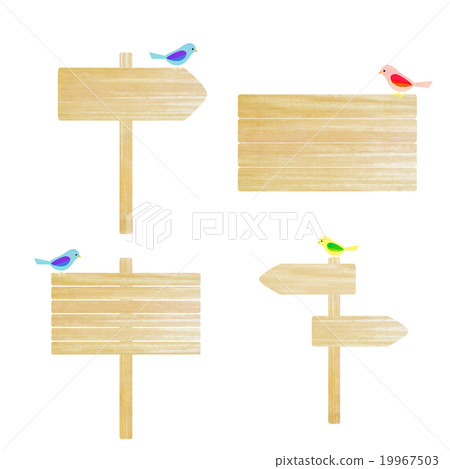 Birds and standing signs - Stock Illustration [19967503] - PIXTA