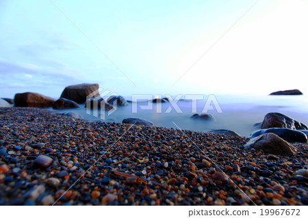 beach stone coast water frozen landscape 19967672