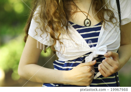 torso girl in a striped T-shirt 19967988