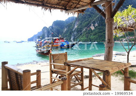 Cafe on the beach bamboo interior Cafe on the beach bamboo interior 19969534