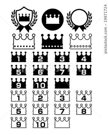 Black and white crown icon 19971724