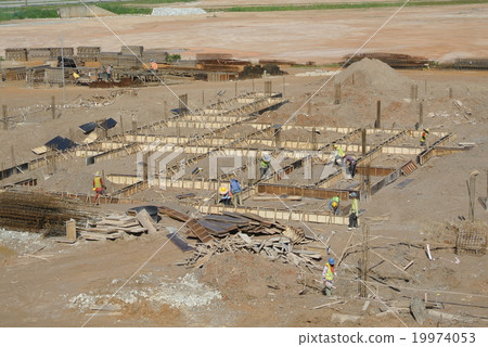 Aerial view of the construction site 19974053
