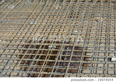Floor slab reinforcement bar on timber formwork Floor slab reinforcement bar on timber formwork 19974054