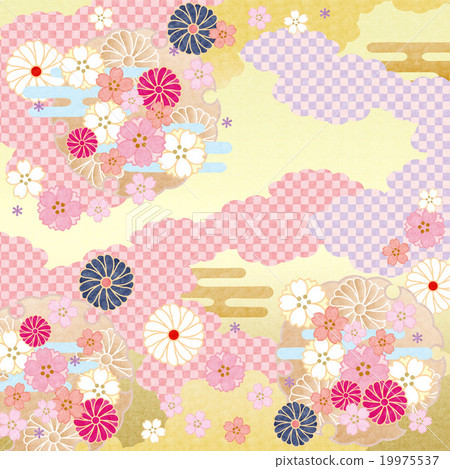 Background material - patterns of cherry and chrysanthemum Background material - patterns of cherry and chrysanthemum 19975537