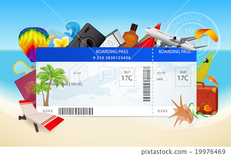 Airplane tickets (airplane, plan). Boarding pass 19976469