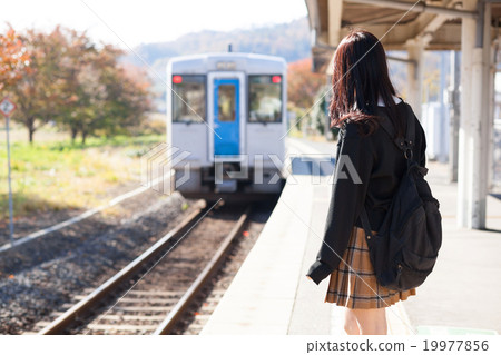 School girls who go to school by train 19977856