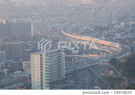 Shinkansen and the cityscape while driving Shinkansen and the cityscape while driving 19978624