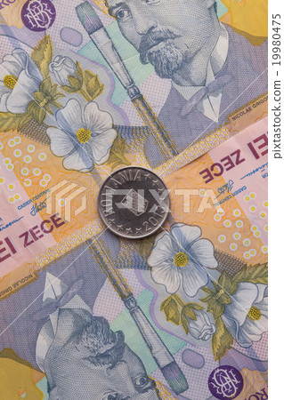 Different banknotes and coins  of Romania money 19980475