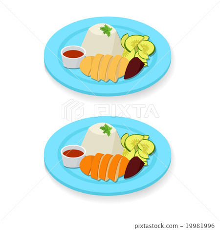 Hainanese chicken rice in flat style Hainanese chicken rice in flat style 19981996