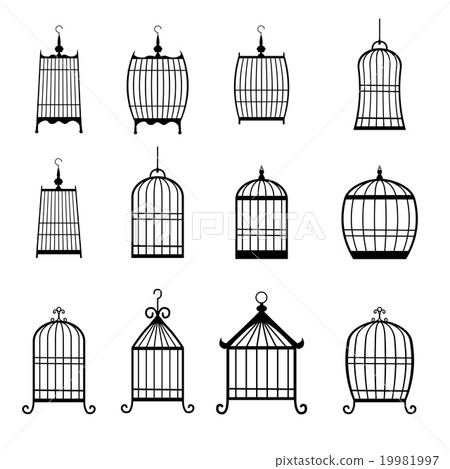 Set of modern bird cages. editable Set of modern bird cages. editable 19981997