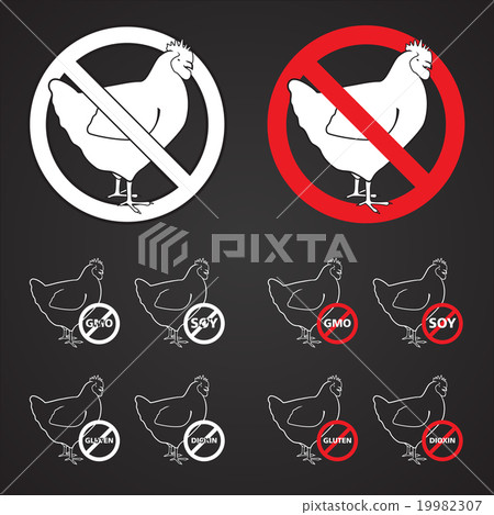 Set of Chicken sign NO 2 - red, black & white 19982307