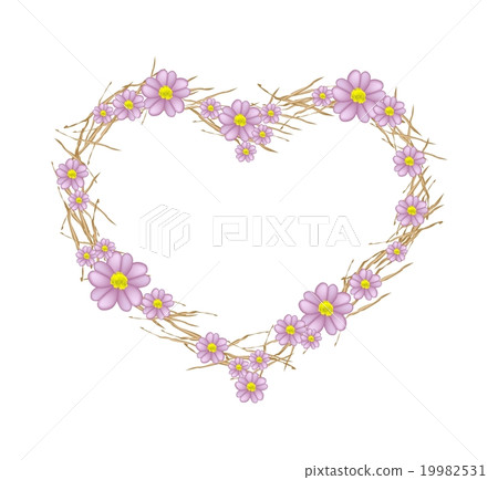 Purple Yarrow Flowers Forming in A Heart Shape - Stock Illustration ...