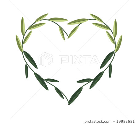 Green Vine Leaves in A Beautiful Heart Shape 19982681