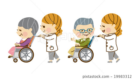 Nurse pushing a wheelchair part 1 19983312