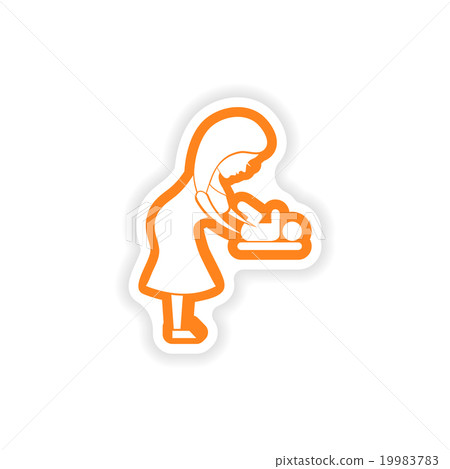 paper sticker on white background mother and paper sticker on white background mother and 19983783