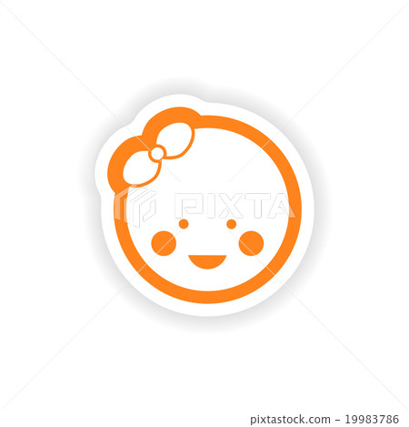 paper sticker on white background baby girl paper sticker on white background baby girl 19983786