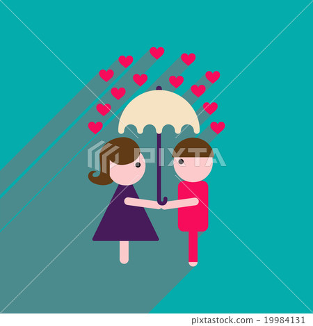 Flat web icon with long shadow man woman umbrella - Stock Illustration ...