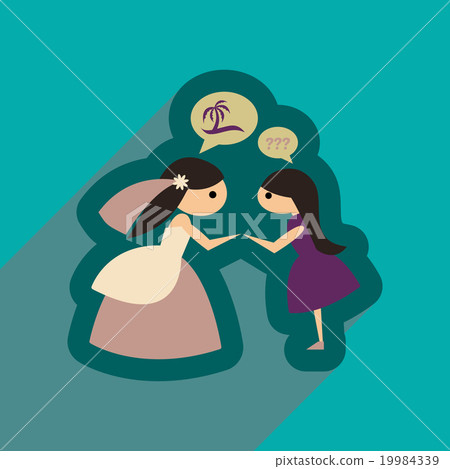 Flat web icon with long shadow Bride and friend 19984339
