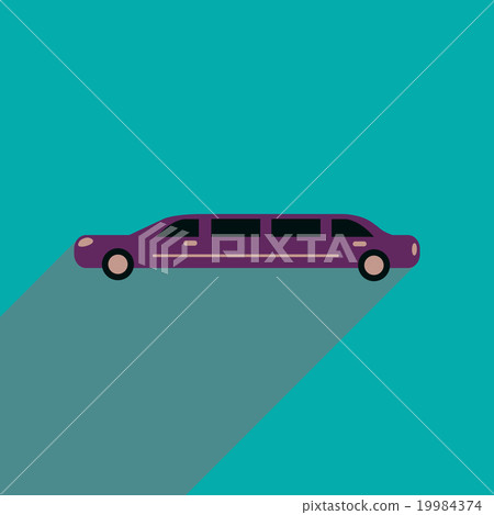 Flat web icon with long shadow limousine 19984374
