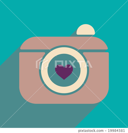 Flat web icon with long shadow camera 19984381