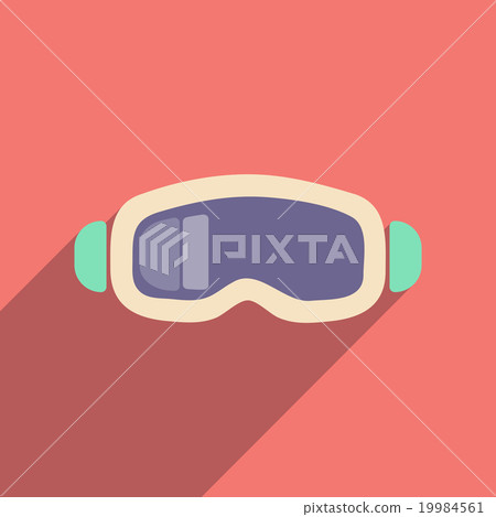Flat web icon with long shadow ski goggles Flat web icon with long shadow ski goggles 19984561
