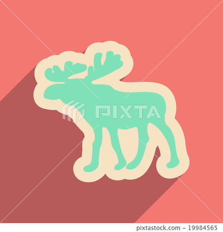 Flat web icon with long shadow Elk 19984565