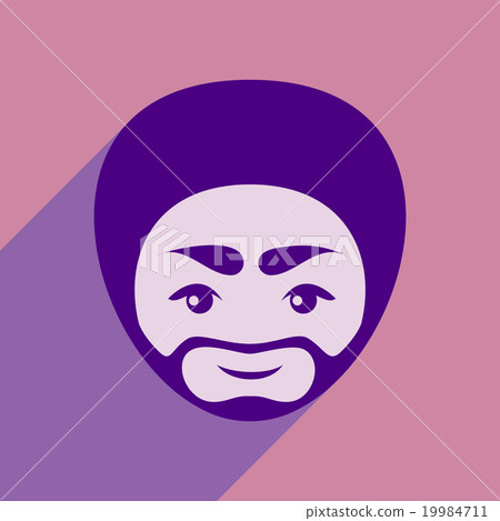 Modern flat icon with long shadow Indian man Modern flat icon with long shadow Indian man 19984711