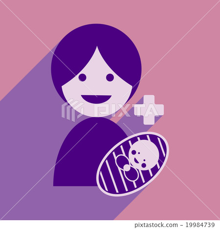 Modern flat icon with long shadow Mother and child - Stock Illustration ...
