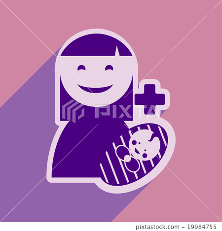 Modern flat icon with long shadow Mother and child - Stock Illustration ...