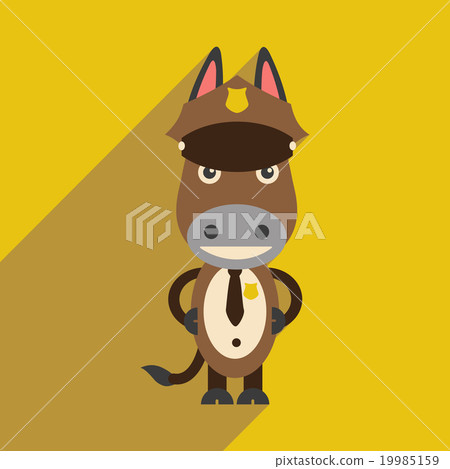 flat icon with long shadow cartoon donkey 19985159